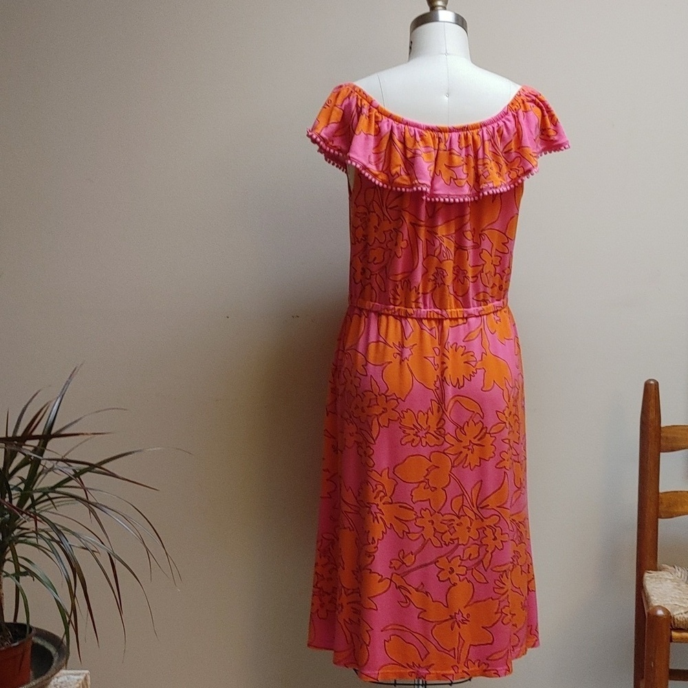 Isaac Mizrahi Live Pink Orange Knit Summer Dress M - Picture 4 of 12